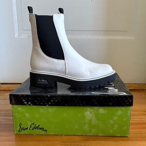 Sam Edelman White and Black Boots